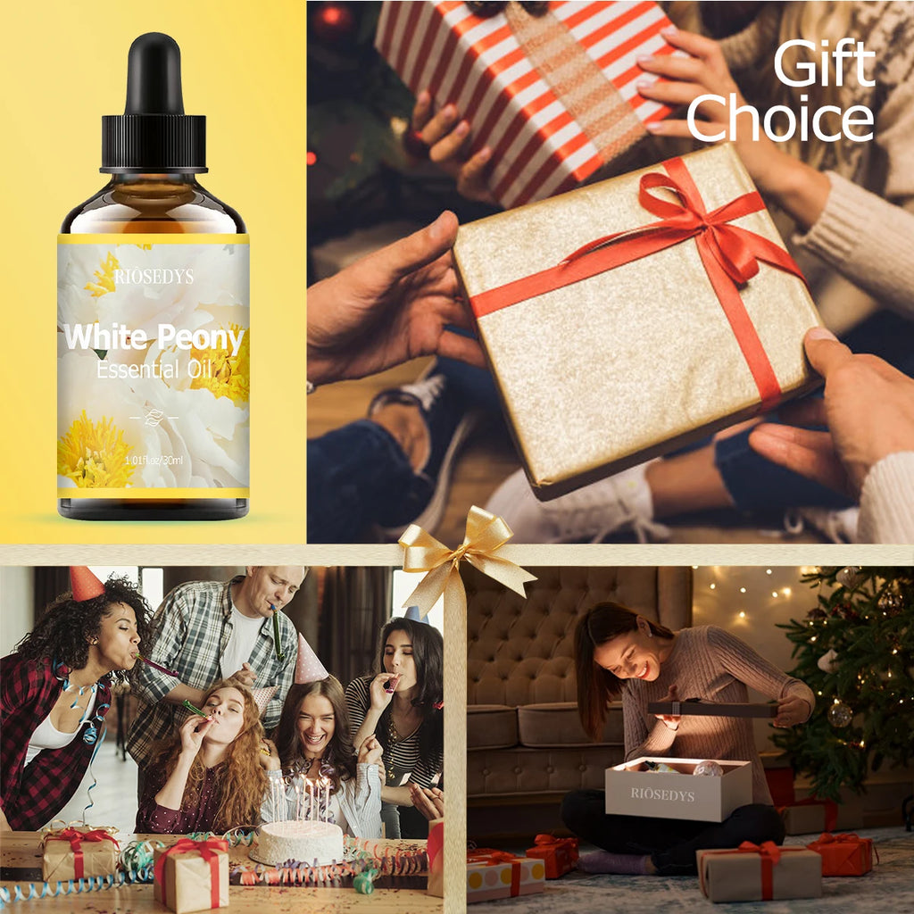 White peony essential oil, a blend of various fragrances, is suitable for body massage and aromatherapy, moisturizes