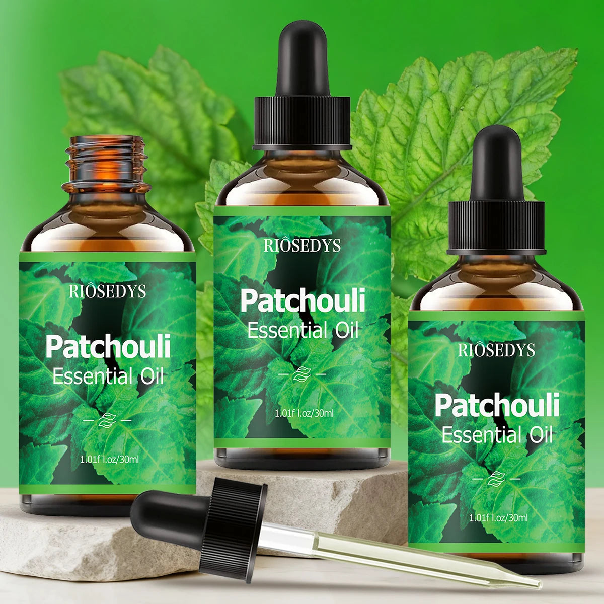 Patchouli essential oil, for health care, body massage and hair care, moisturizing and intensely hydrating.