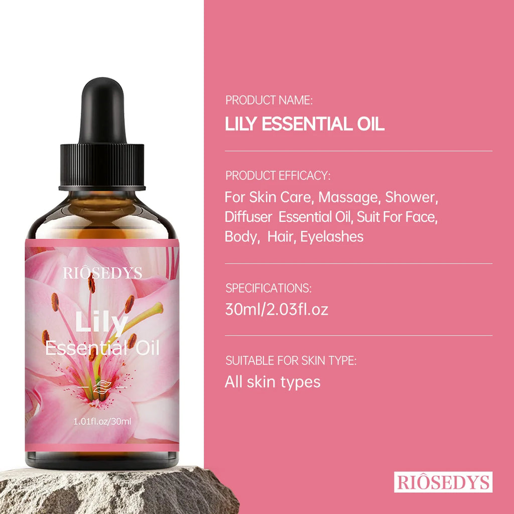 Lily essential oil, with its delicate floral fragrance, is suitable for aromatherapy and body massage.