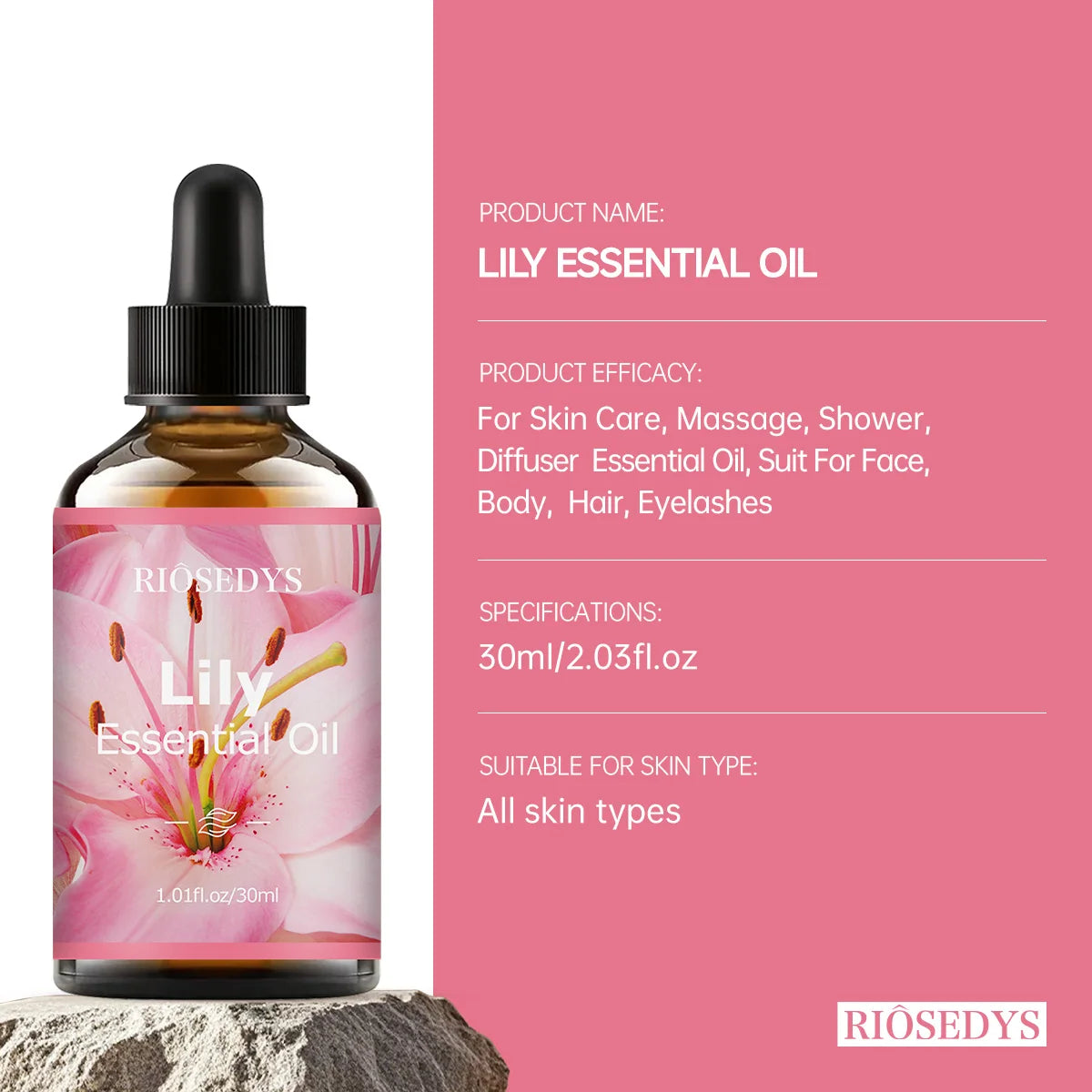Lily essential oil, with its delicate floral fragrance, is suitable for aromatherapy and body massage.