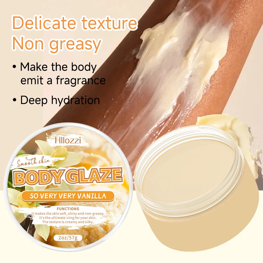 Vanilla-scented 30 ml/1 fl oz Body Drops, plus 2 oz/57 g or 8 oz Body Glaze, and a complimentary 5 ml/0.17 g Roll-on oil.