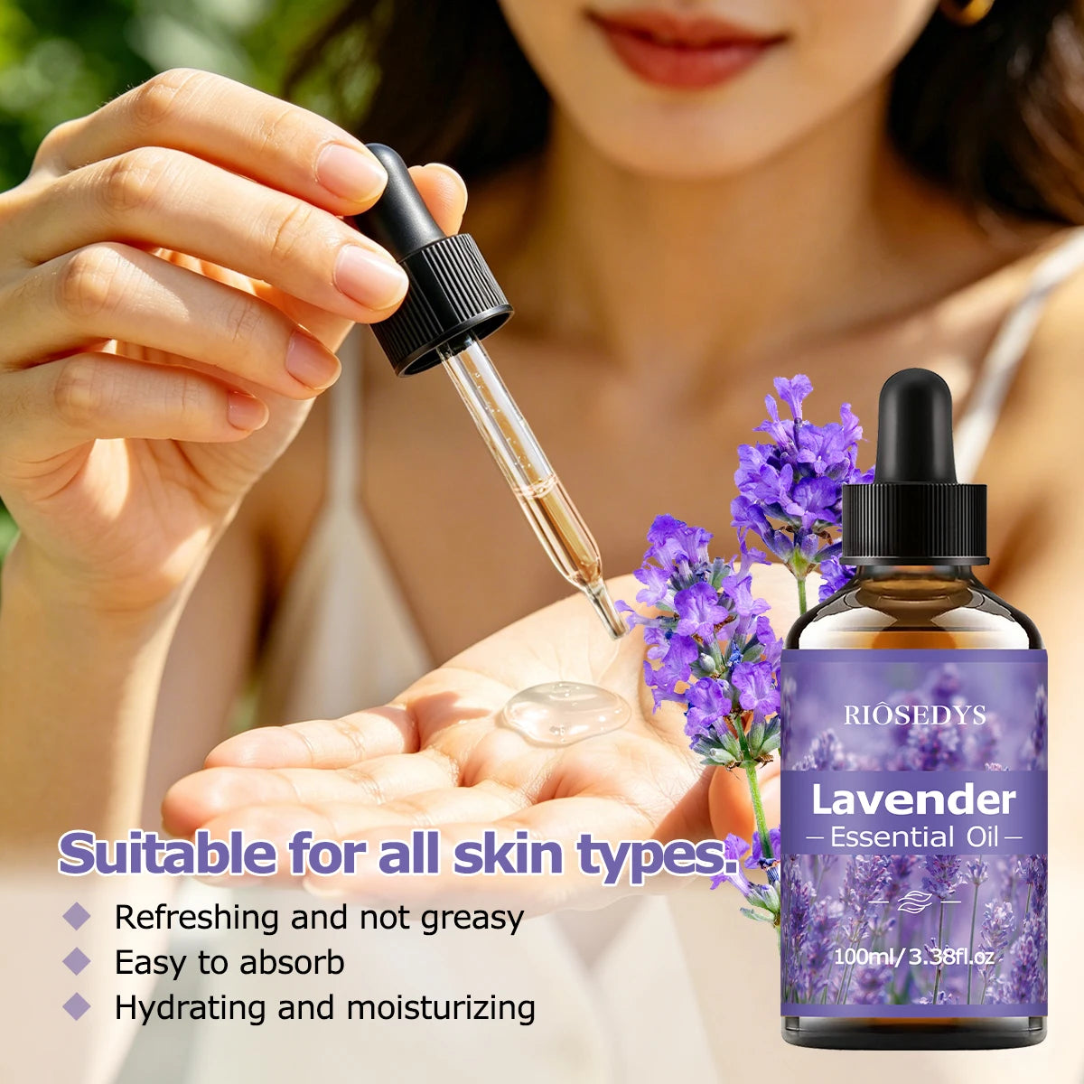 LAVENDER ESSENTIAL OIL is moisturizing and nourishing massage oil suitable for skincare, fragrance, massage, and all skin types.