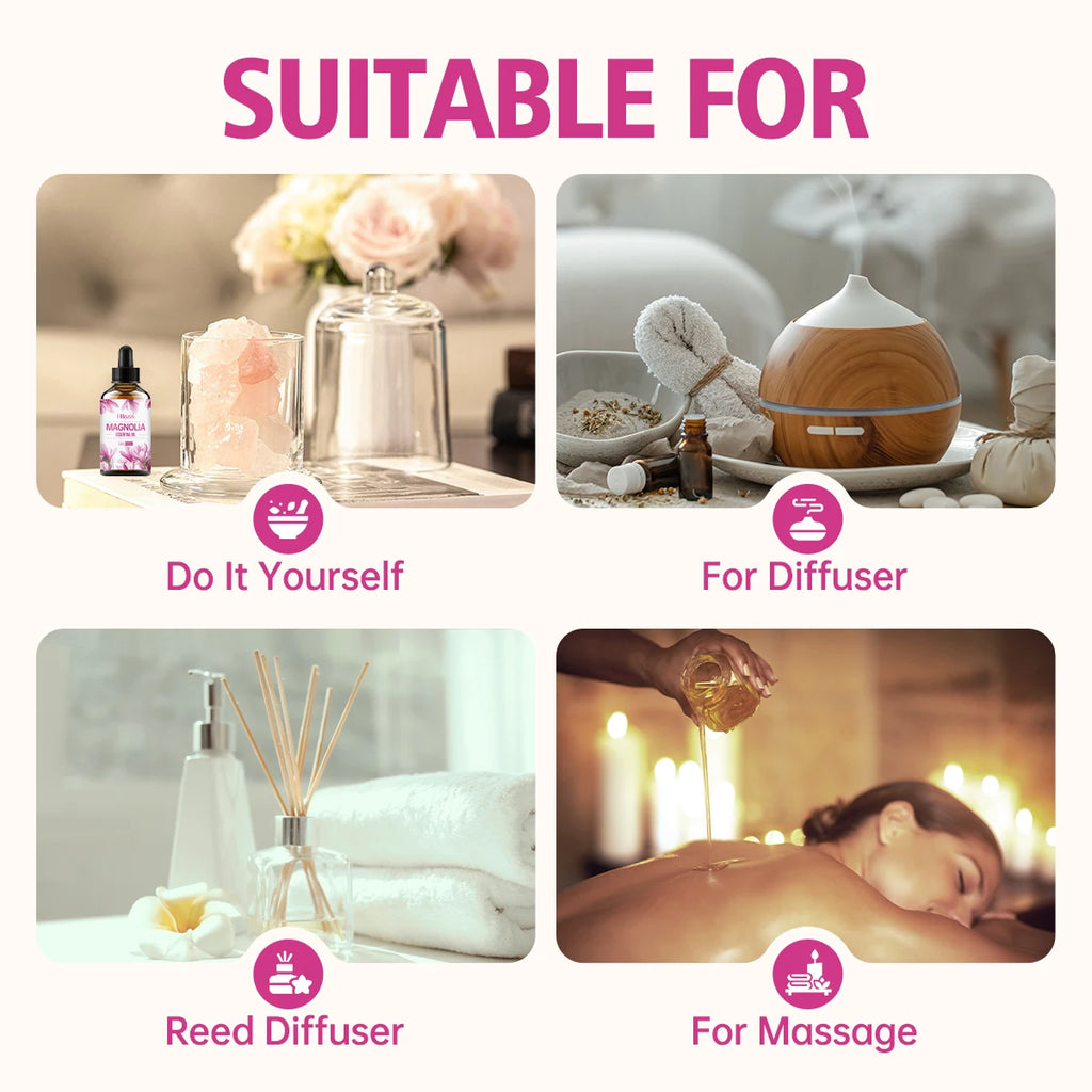 Magnolia Essential Oil for Aromatherapy Diffusers, Burners and Air Fresheners - Long lasting pleasant scent