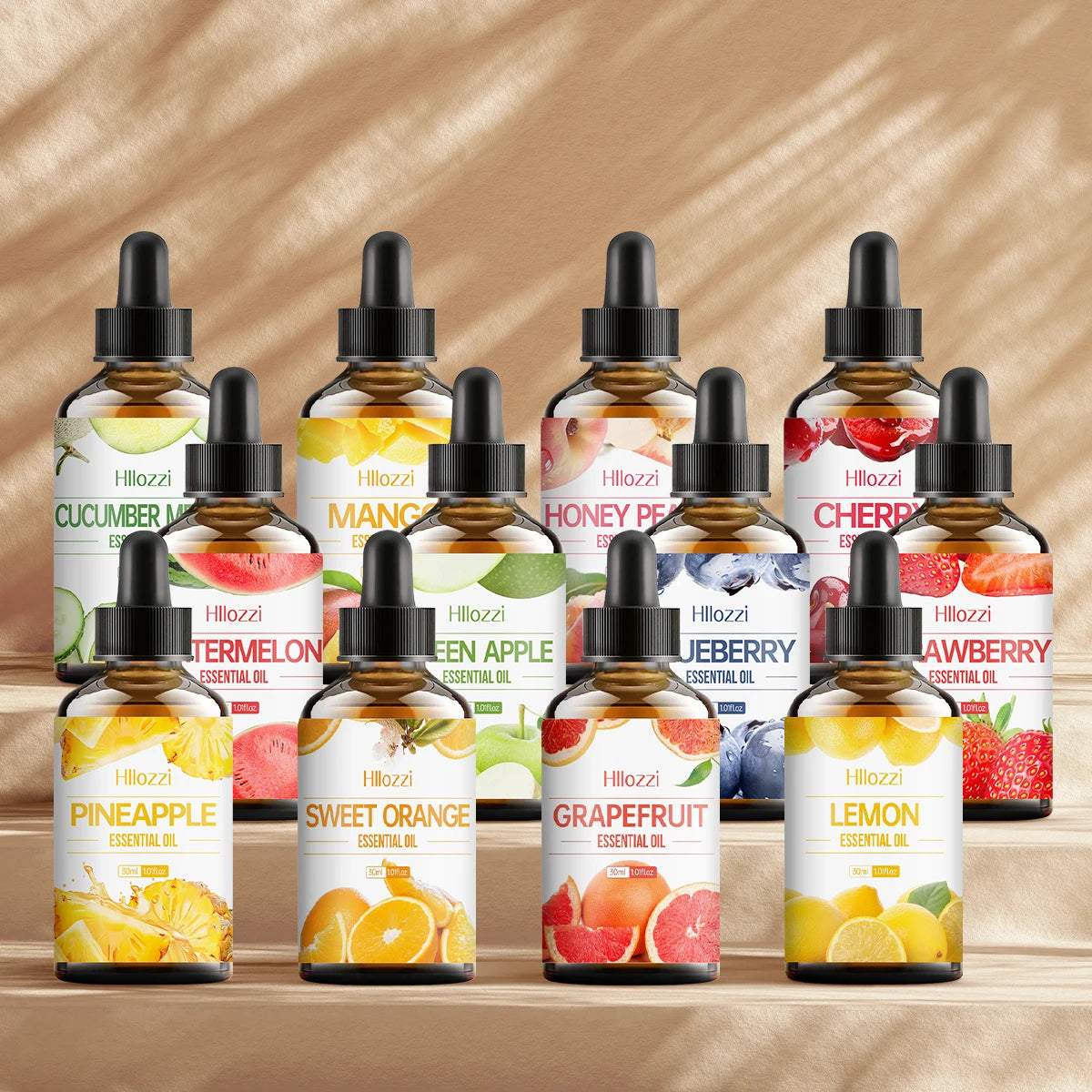 A combination of colorful fruit essential oils, enjoy refreshing moments, massage, skin care, suitable for all skin types.