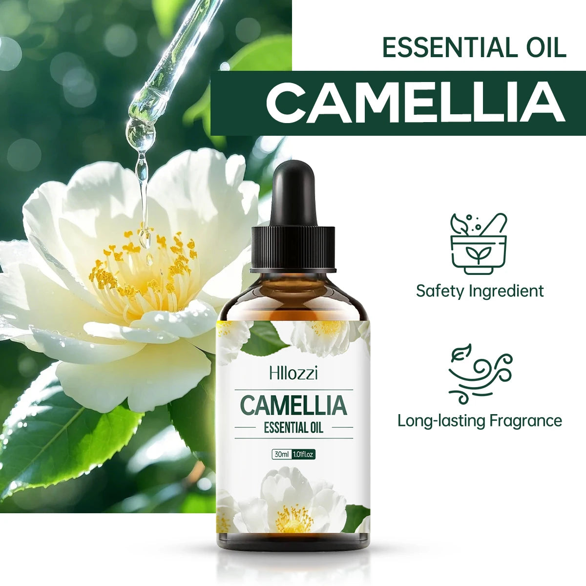 Camellia Essential Oil, multi-purpose moisturizing oil, suitable for aromatherapy diffuser, hair care, nail and massage.