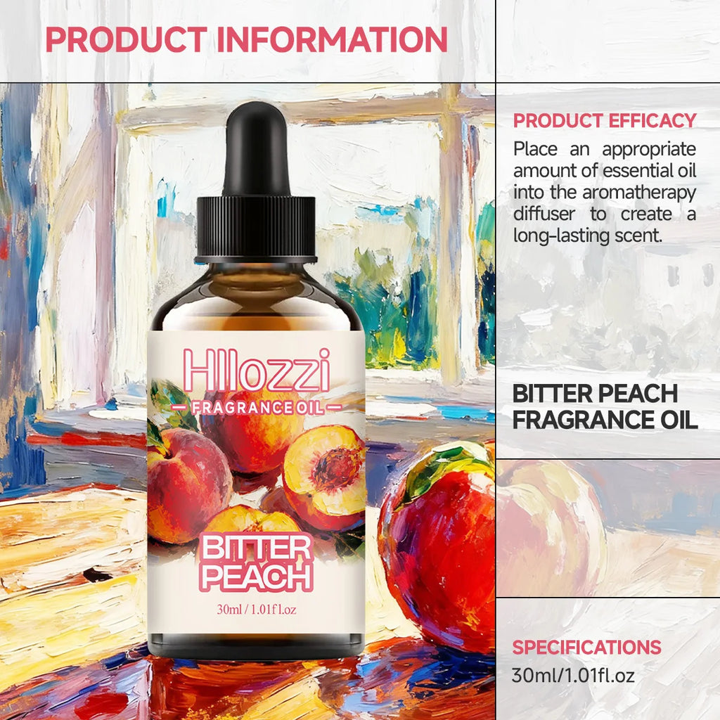 BITTER PEACH FRAGRANCE OIL: For aromatherapy, diffusing, fargrance and candle Scented Candle.