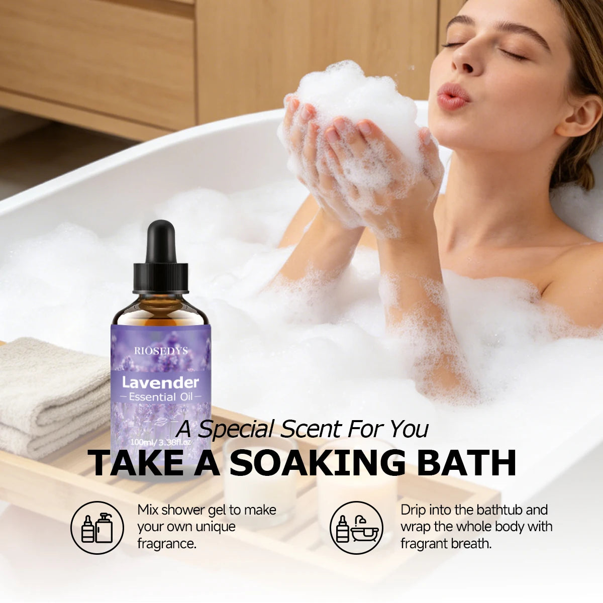 LAVENDER ESSENTIAL OIL is moisturizing and nourishing massage oil suitable for skincare, fragrance, massage, and all skin types.