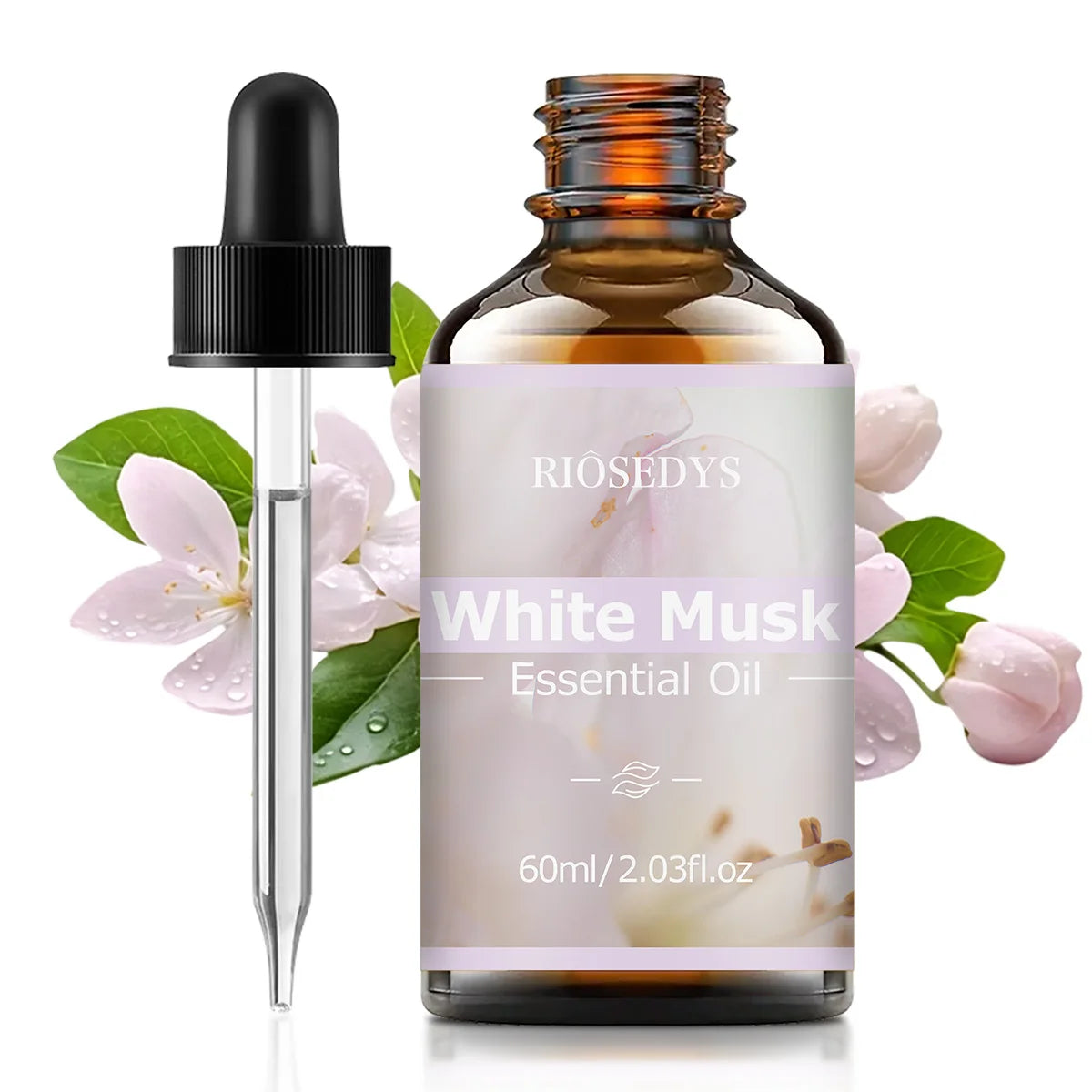 60ml WHITE MUSK essential oil has deep nourishing moisturizing effects, making it suitable for massage, skin care, and hydration