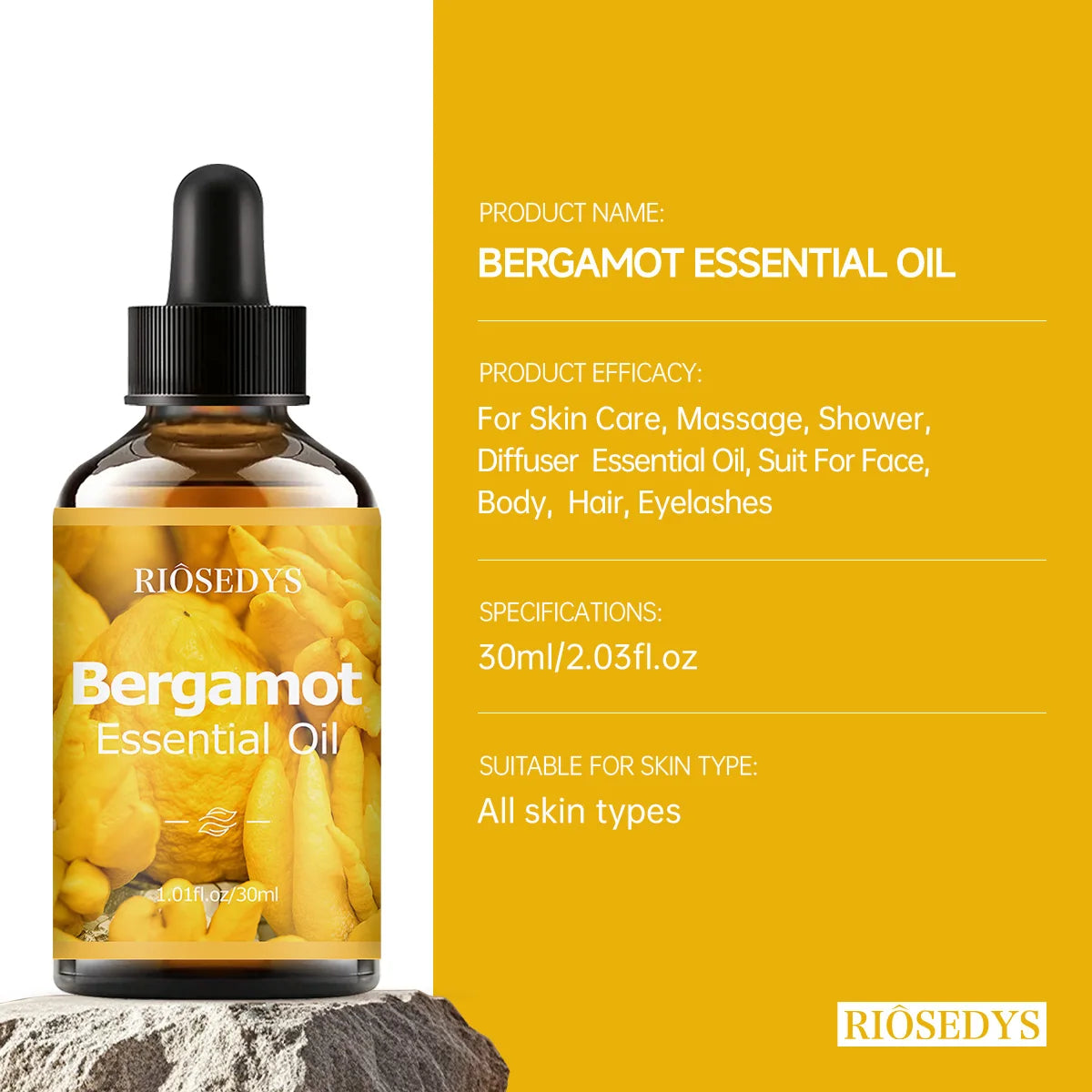 Bergamot essential oil, a premium perfume formula, suitable for body massage and hair care, and aromatherapy.