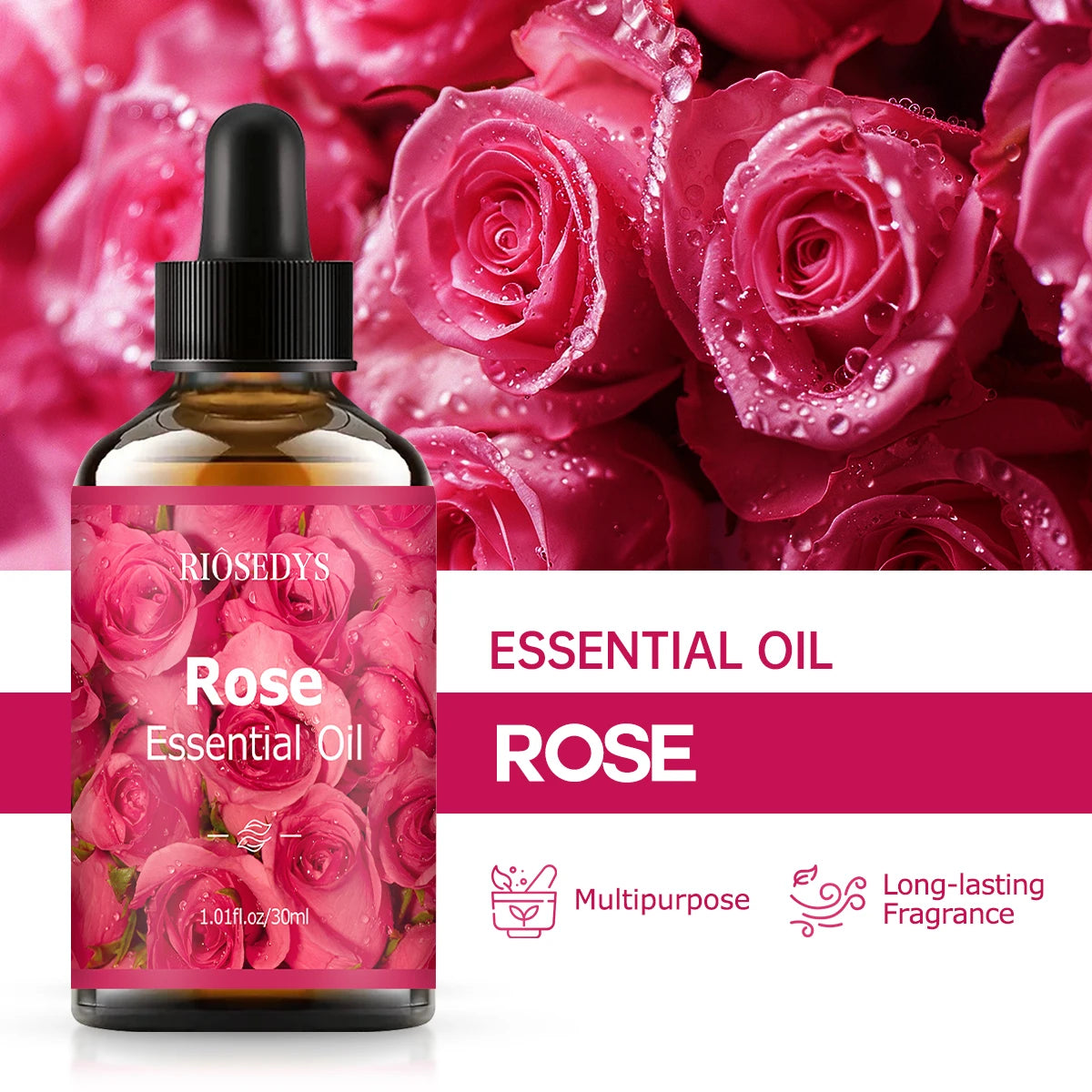 Rose essential oil natural fragrance, is suitable for body massage treatments ,hair care anddiffuser