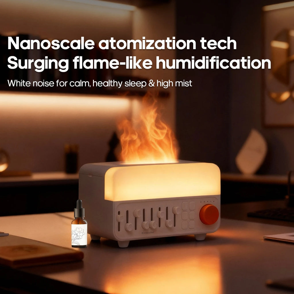 Kinscoter New Mood Light Aroma Diffuser 150ml Speaker White Noise Machine Humidifier 8 Natural Sounds Music & Mist in One Gift
