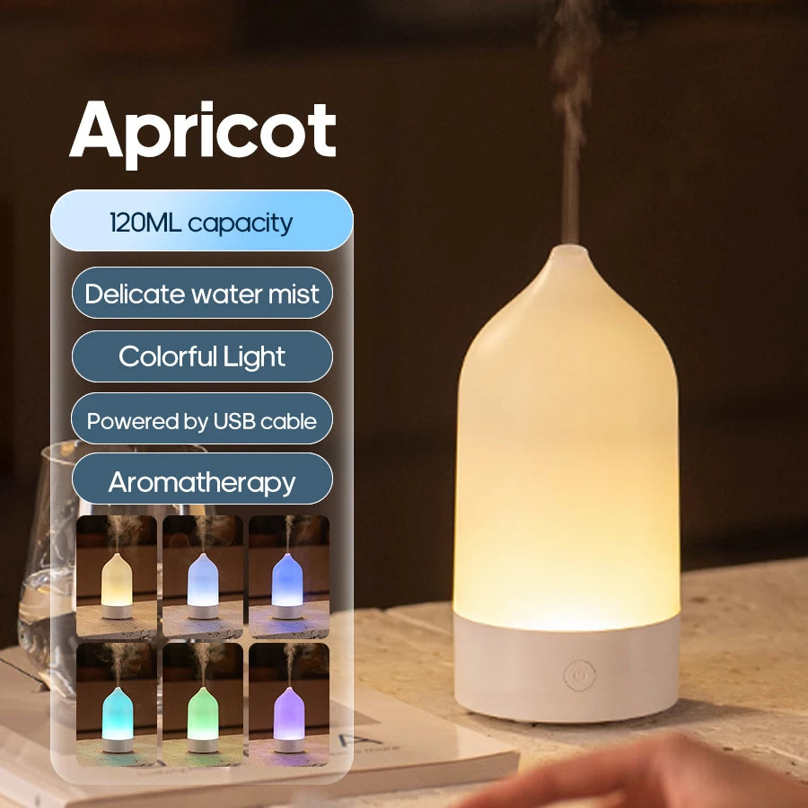 Portable Aroma Diffuser Air Mist Humidifier 120ml Aromatherapy Essential Oil Diffuser With Colorful Night Light for Home Office