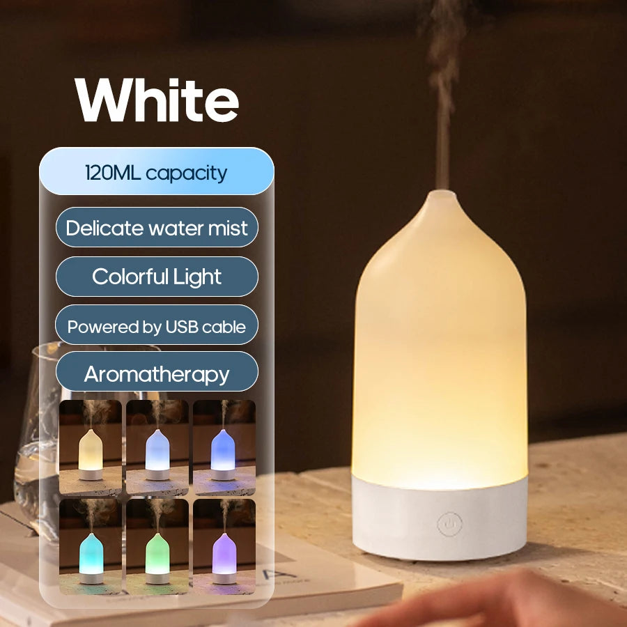 Portable Aroma Diffuser Air Mist Humidifier 120ml Aromatherapy Essential Oil Diffuser With Colorful Night Light for Home Office