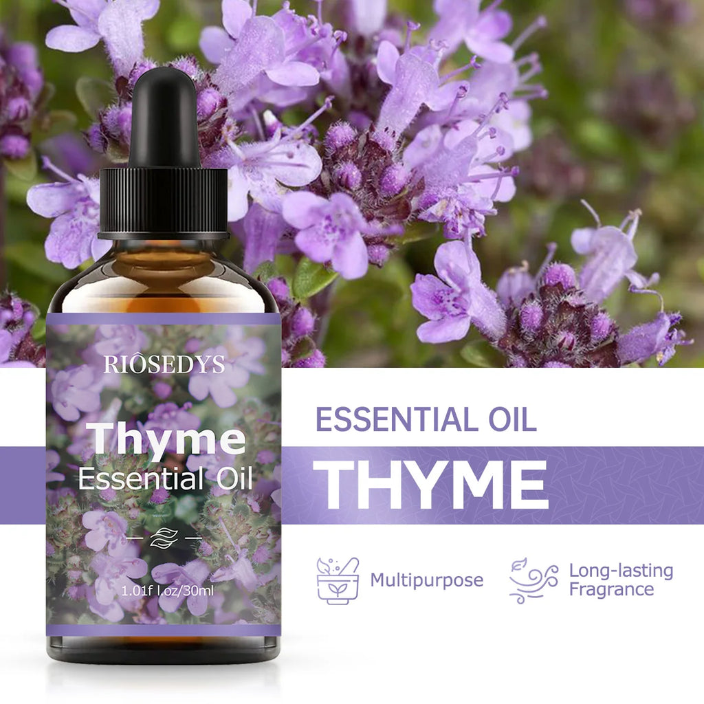 Thyme essential oil, with its floral fragrance, is perfect for aromatherapy and body massage,nourishing and caring for your hair