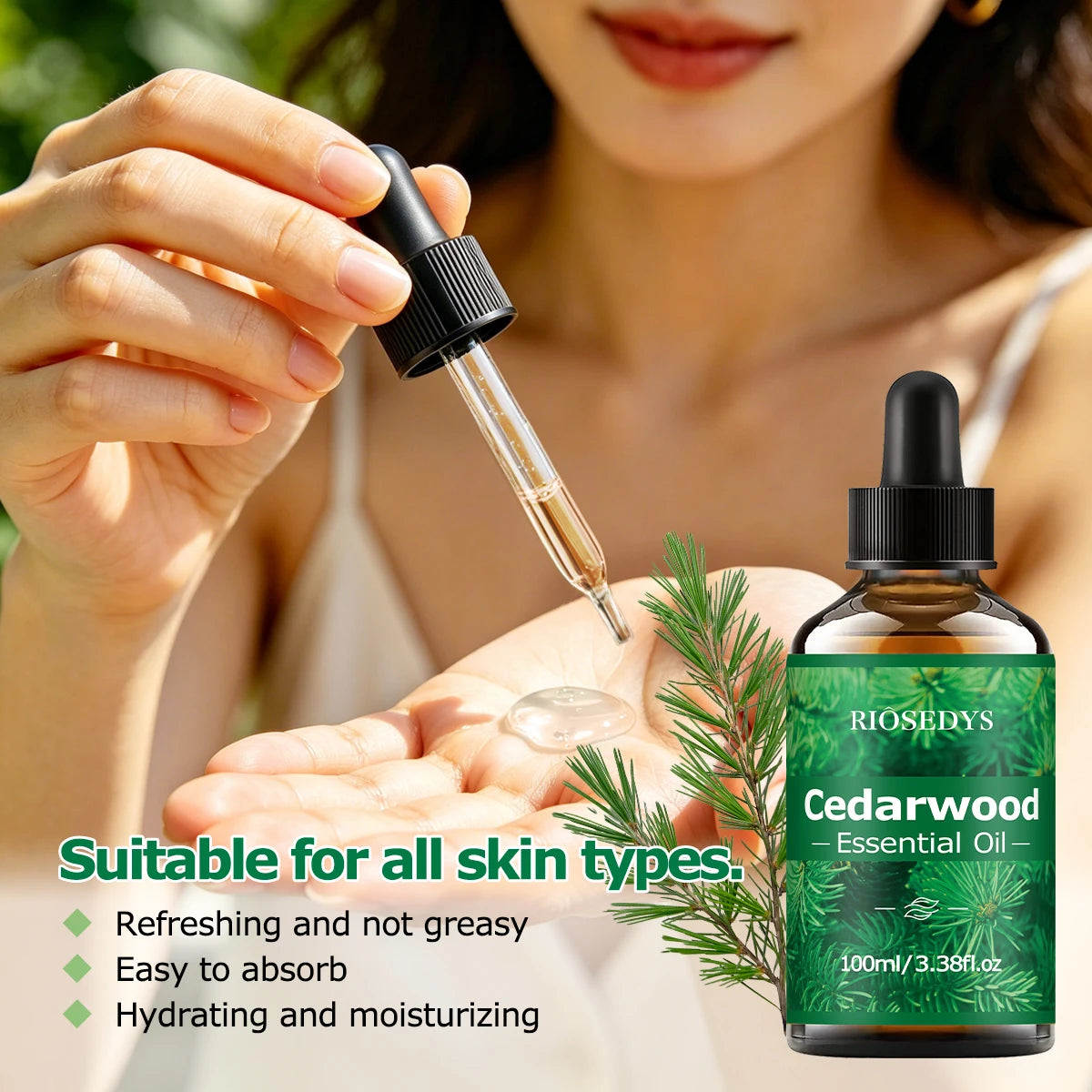 CEDARWOOD ESSENTIAL OIL is moisturizing and nourishing massage oil suitable for skincare, fragrance, massage, and all skin types