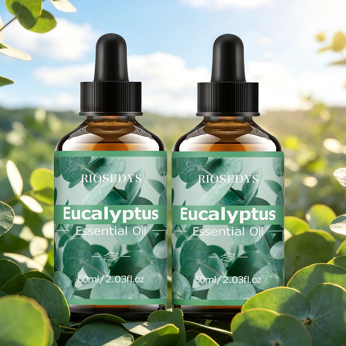60ml EUCALYPTUS essential oil has deep nourishing moisturizing effects, making it suitable for massage, skin care, and hydration