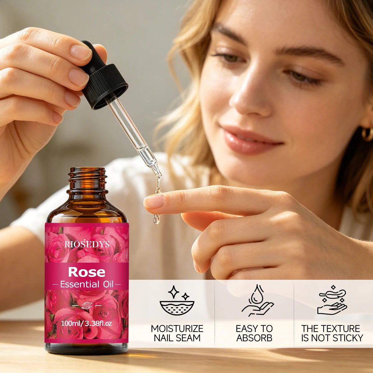 ROSE ESSENTIAL OIL is a moisturizing and nourishing massage oil suitable for skincare, fragrance, massage, and all skin types.