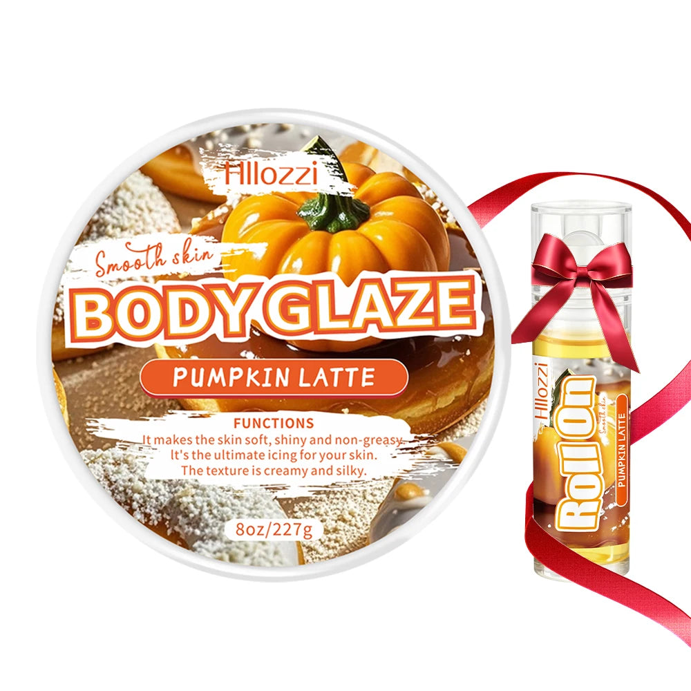 Pumpkin Set includes a 30 ml/1 fl oz Body Drops and a 2 oz/57 g or 8 oz Body Glaze, plus a complimentary 5 ml/0.17 g Roll-on.