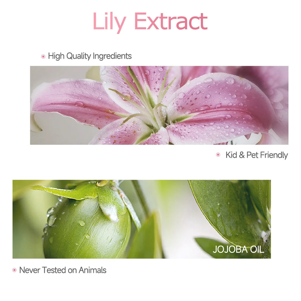 Lily essential oil, with its delicate floral fragrance, is suitable for aromatherapy and body massage.