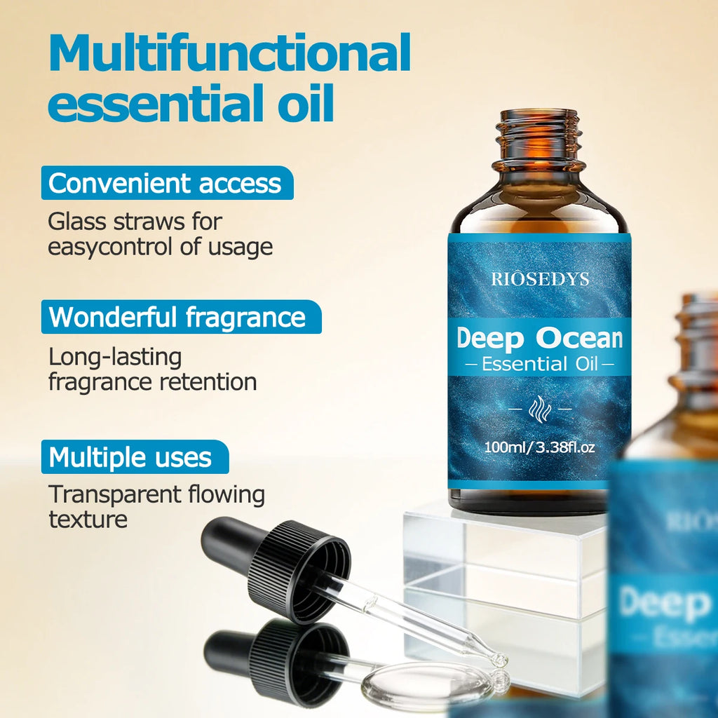 DEEP OCEAM ESSENTIAL OIL moisturizing and nourishing massage oil suitable for skincare, fragrance, massage, and all skin types.