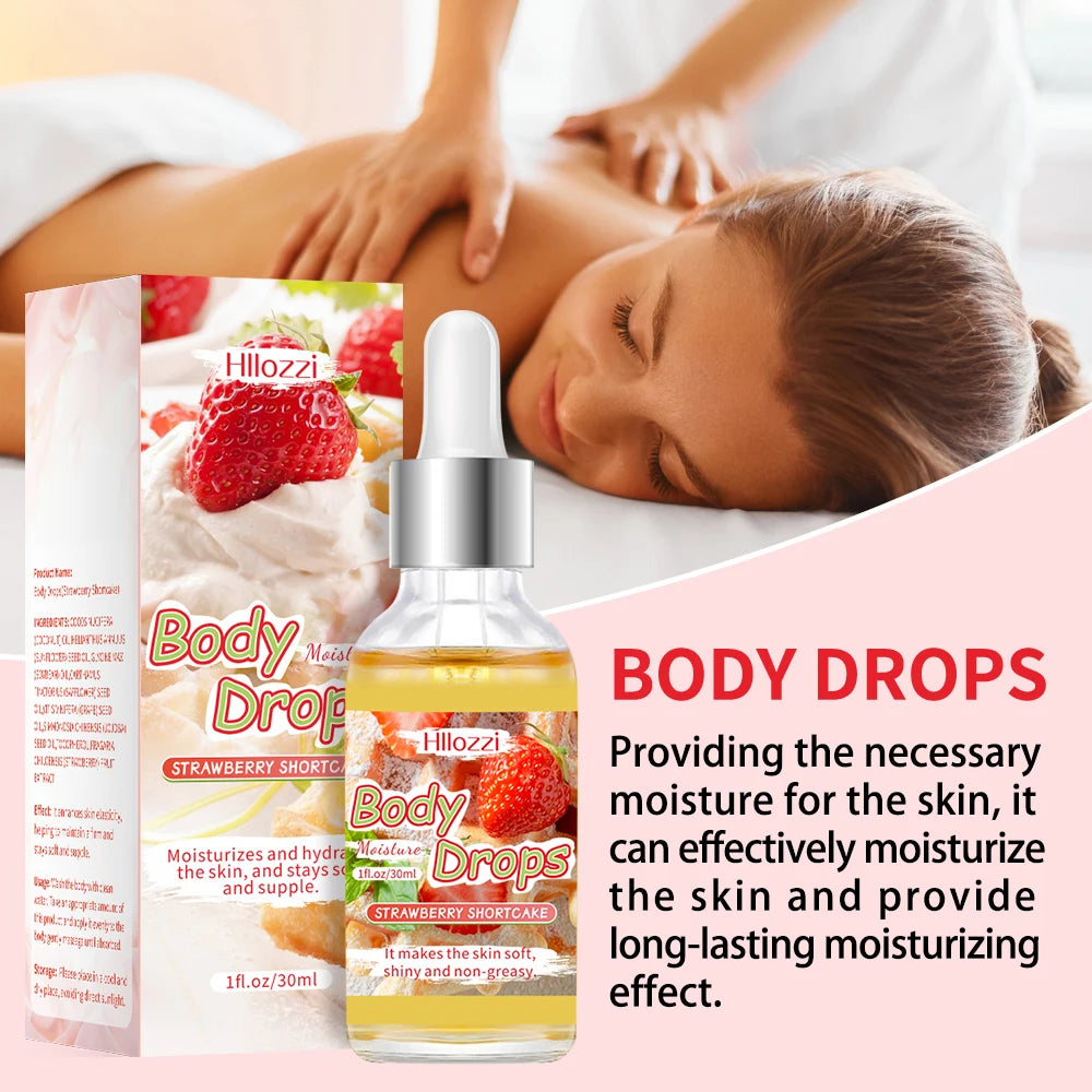 Strawberry set includes 30 ml/1 fl oz Body Drops and 2 oz/57 g or 8 oz Body Glaze, plus a complimentary 5 ml/0.17 g Roll-on.