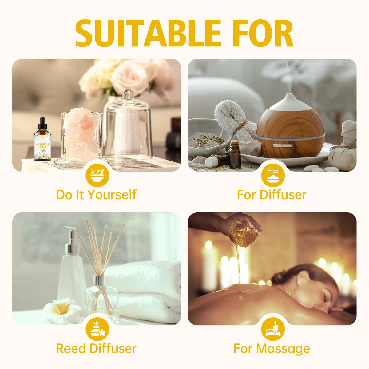 Honeysuckle essential oil, hair and skin care moisturizing massage, hypoallergenic, suitable for all skin types, dry skin