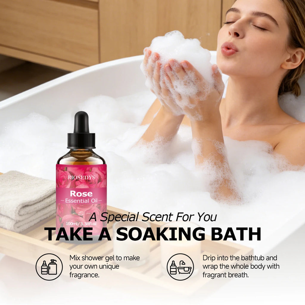 ROSE ESSENTIAL OIL is a moisturizing and nourishing massage oil suitable for skincare, fragrance, massage, and all skin types.
