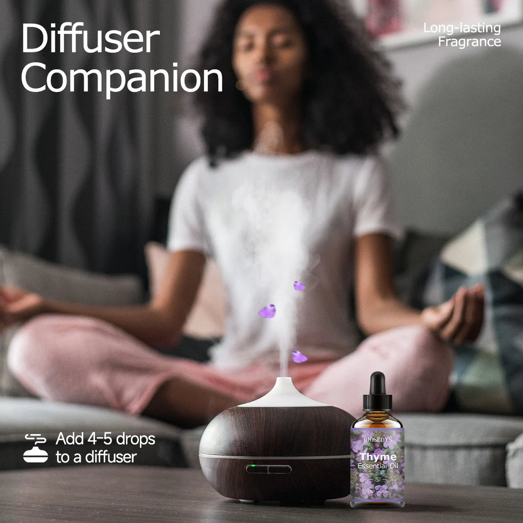 Thyme essential oil, with its floral fragrance, is perfect for aromatherapy and body massage,nourishing and caring for your hair