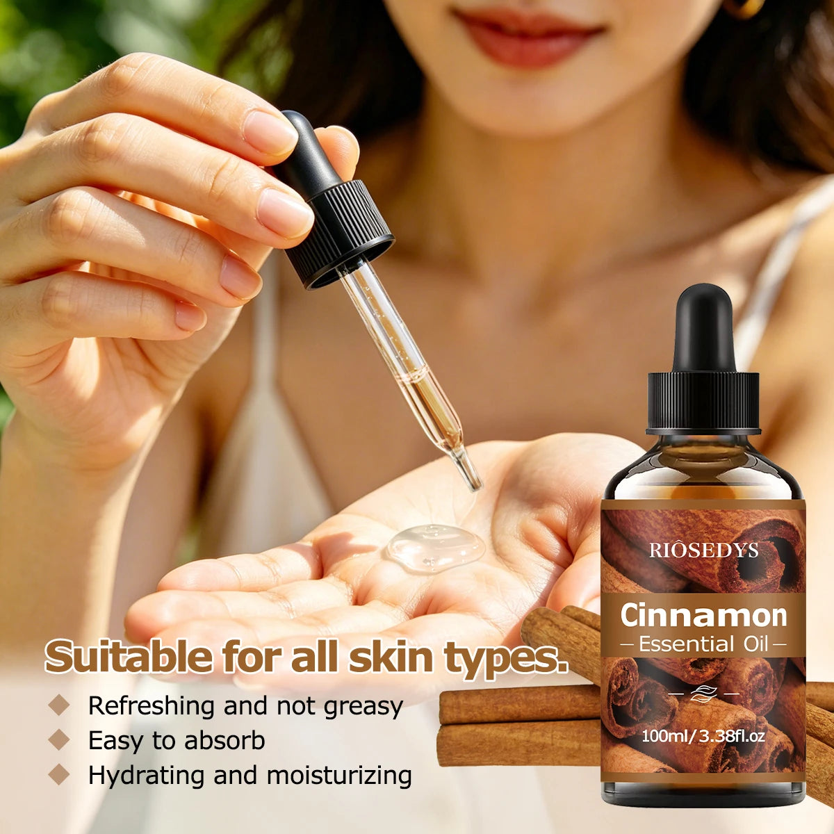 CINNAMON ESSENTIAL OIL is moisturizing and nourishing massage oil suitable for skincare, fragrance, massage, and all skin types.