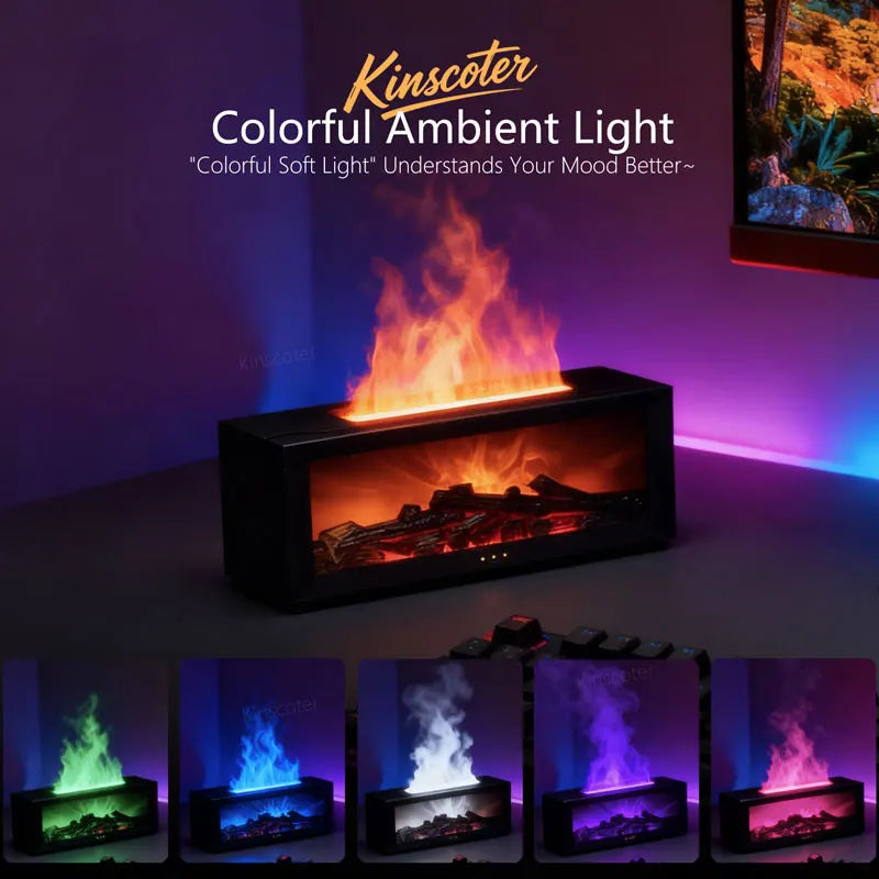 Creative Fireplace Aroma Diffuser Essential Oil Air Humidifier Difusor Remote Control Desktop Decoration for Home Holiday Gift