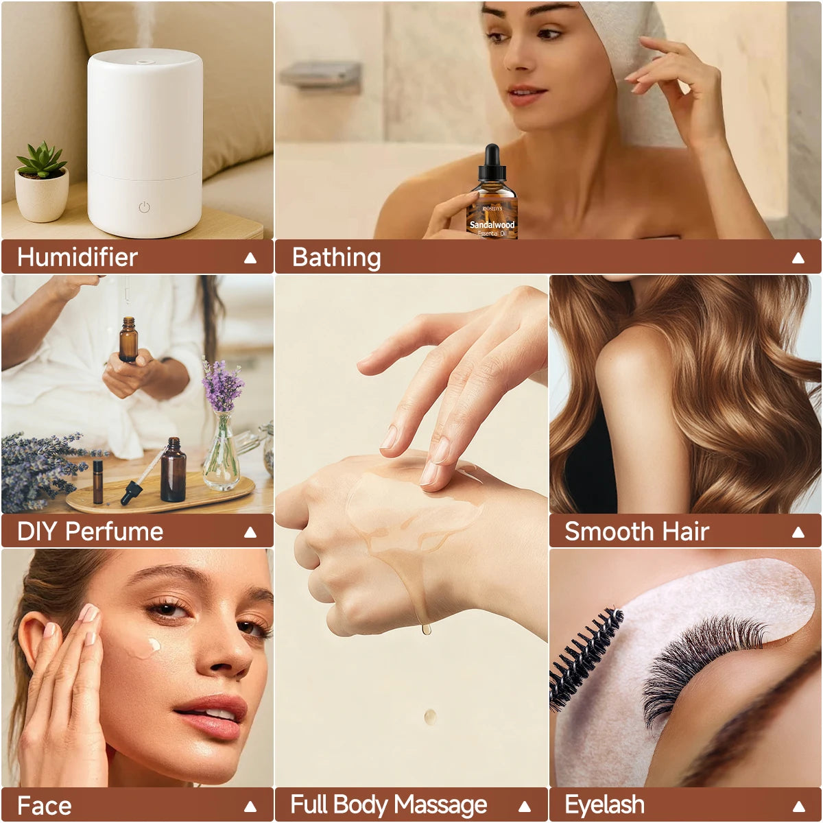 Sandalwood essential oil natural fragrance, is suitable for body massage treatments ,hair care anddiffuser