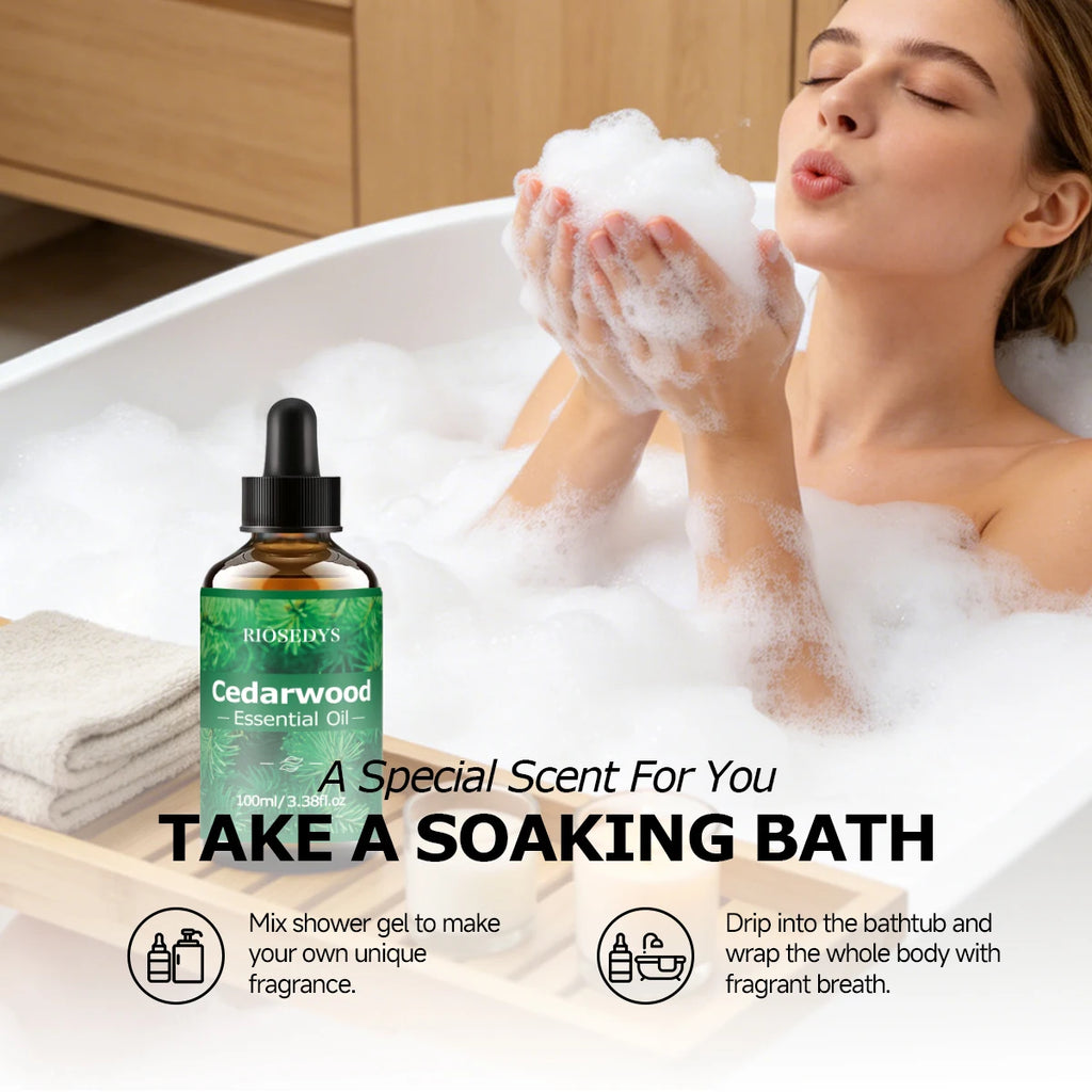 CEDARWOOD ESSENTIAL OIL is moisturizing and nourishing massage oil suitable for skincare, fragrance, massage, and all skin types