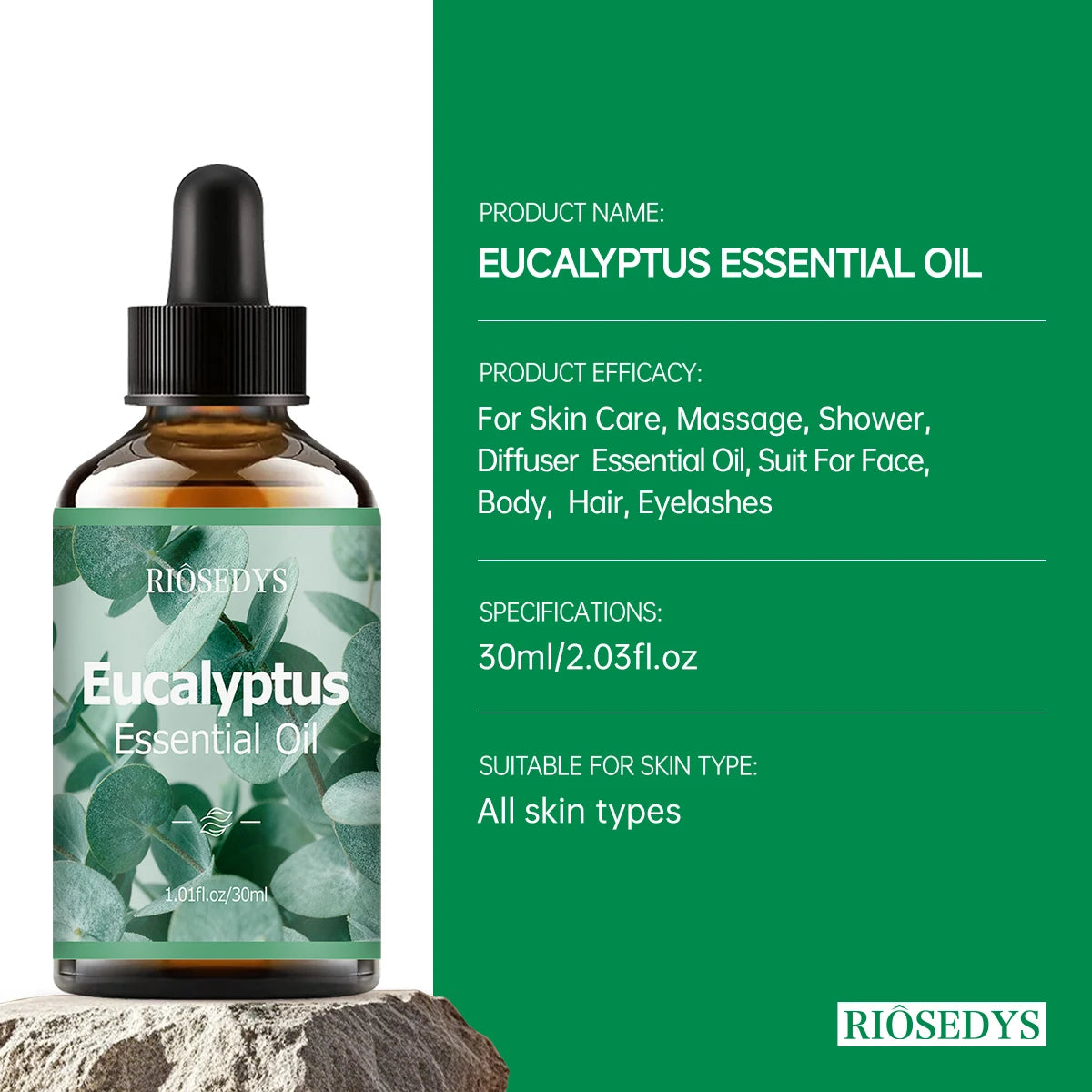 Eucalyptus essential oil, a botanical fragrance, nourishes hair and provides body massage care; suitable for all seasons.