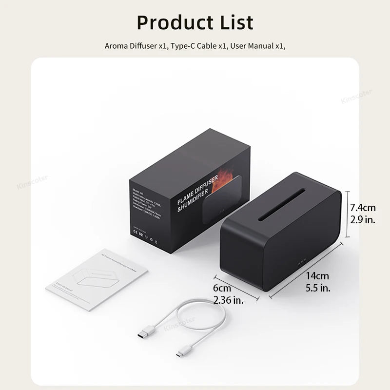 Mini Flame Aroma Diffuser USB Desktop Air Humidifier Freshener Aromatherapy Essential Oil for Home Office Store