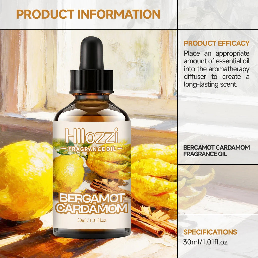 BERCAMOT CARDAMOM FRAGRANCE OIL: For aromatherapy, diffusing, fargrance and candle Scented Candle.