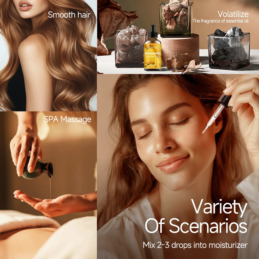 Bergamot essential oil, a premium perfume formula, suitable for body massage and hair care, and aromatherapy.