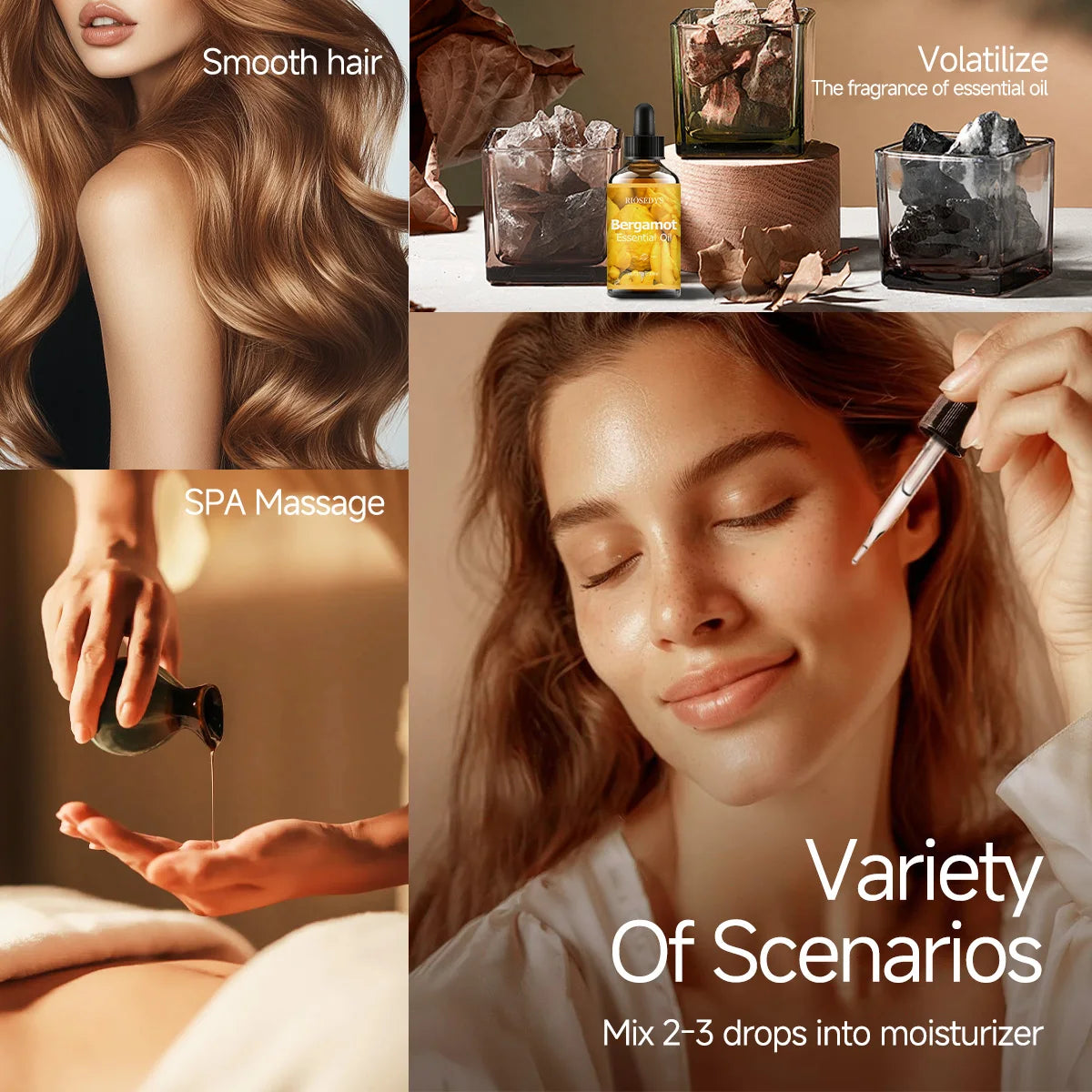 Bergamot essential oil, a premium perfume formula, suitable for body massage and hair care, and aromatherapy.