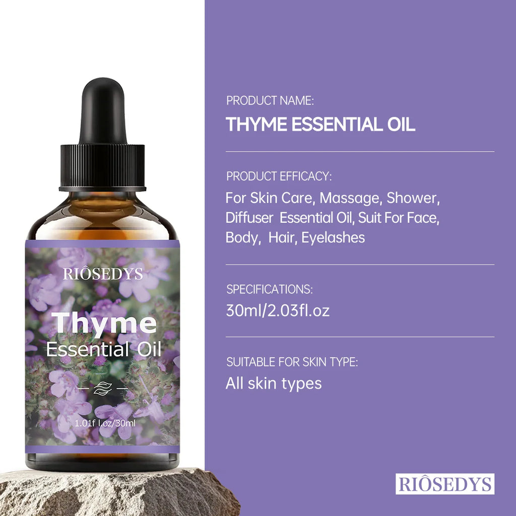 Thyme essential oil, with its floral fragrance, is perfect for aromatherapy and body massage,nourishing and caring for your hair